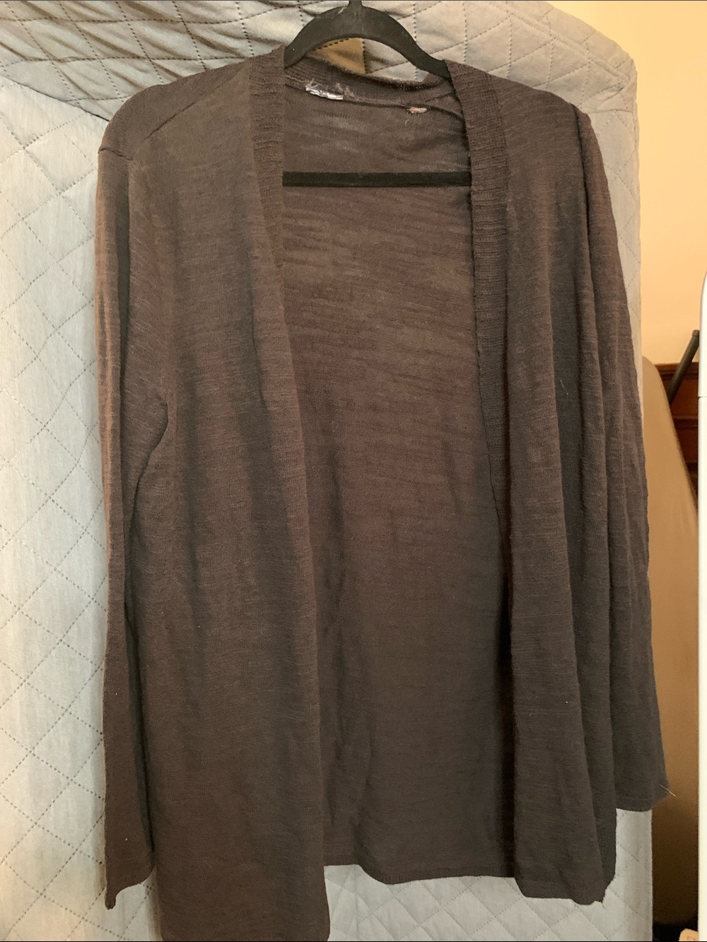 Women's Brown Open-Front Lightweight Cardigan Sweater